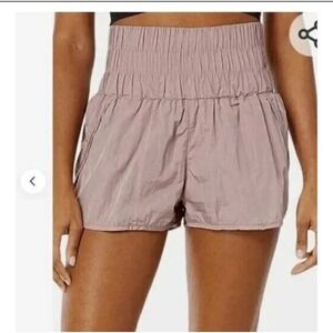 Free People Movement Good Karma Shorts Smocked Waist Dolphin Hem Purple M‎